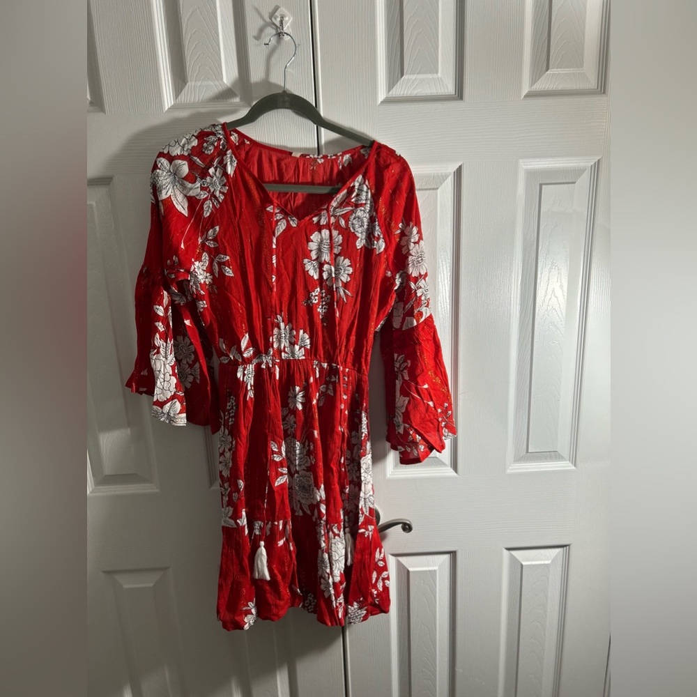 NWT RAGA Red Sheer Flower Dress - Size Small